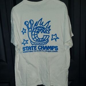 Gildan White T-Shirt with Blue State Champs Graphic